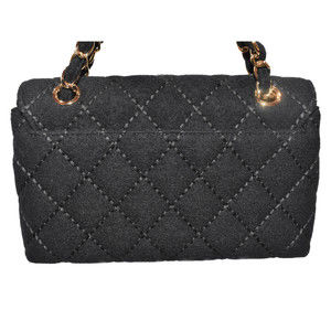 Chanel Jersey Black Bag Chain Shoulder